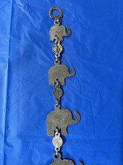 Vintage Turkish Blue Evil Eyes Hamsa 7 Elephant Charms Wall/Car Amulet Bohemian