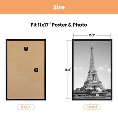 11X17 Picture Frame Black 3 Pack, 11 X 17 Frame for Horizontal or Vertical Wall