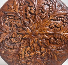 3D Wood Carved Floral Flowers Design Round Wall Art Home Decor Pine Custom-Made