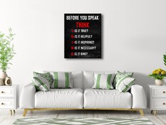 Motivational Think Before You Speak Classroom Positive Quotes Canvas Wall Art