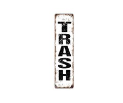 Vertical Trash Sign | Garbage Can Wall Art | Kitchen Office Utility Room Decor
