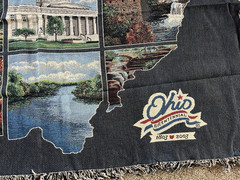 New in Plastic TY Mawr State Ohio Outline Bicentennial Tapestry Throw Blanket
