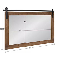 Cates 24 In. X 40 In. Classic Rectangle Framed Rustic Brown Wall Accent Mirror