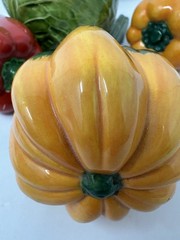 Vintage Hand Painted Ceramic Vegetables 5 Pieces Spring Onion Cabbage