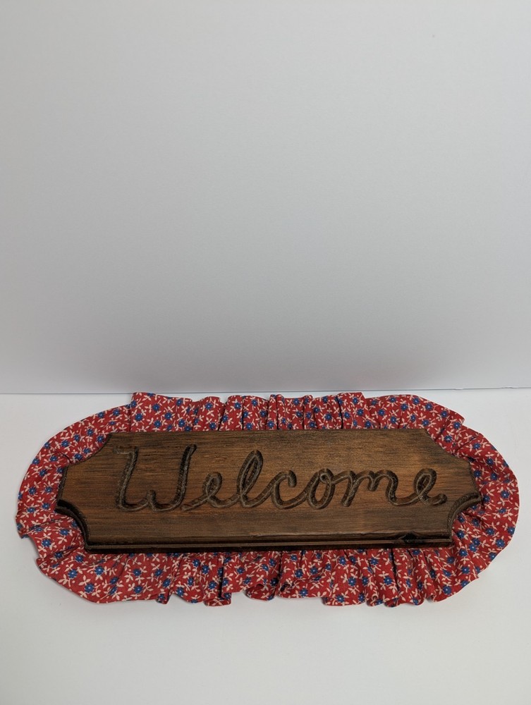 Front Door Engraved Wood WELCOME Sign Cottagecore Wooden Entrance Wall Hanging