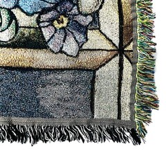 Tapestry Throw Blanket Blue Yellow Floral Inspiration Calla Lillies 62in x 52in