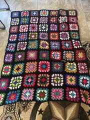 Granny Square Crocheted Afghan Throw Blanket 57” X 43”