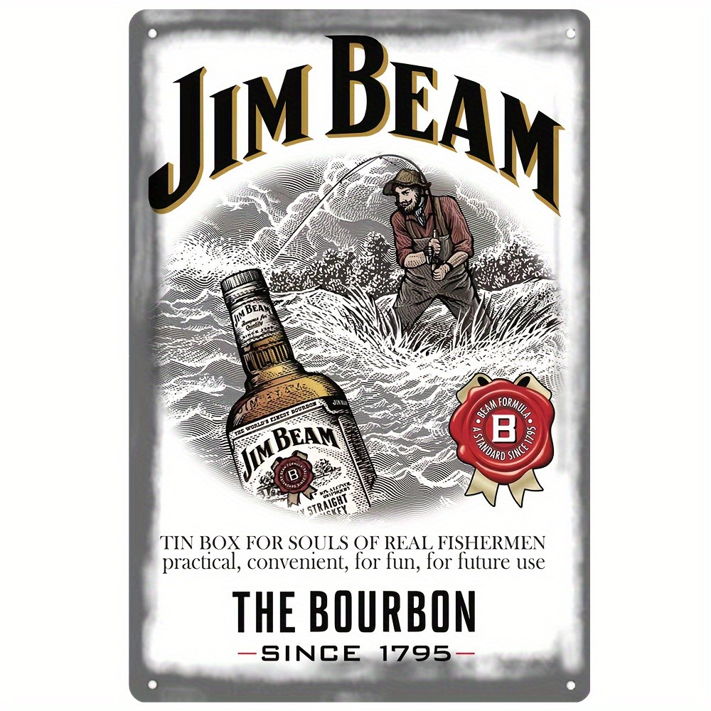 1pc Vintage Jim Beam Bourbon Tin Metal Signs (8×12 inches/20x30cm), Frameless Wa