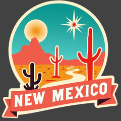 New Mexico Sticker Vinyl Decal Turquoise Desert Cactus Zia Sun Southwest Art