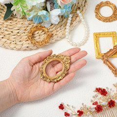 10Pcs Vintage Mini Picture Frames, Small Resin Picture Frames Gold Antique Style