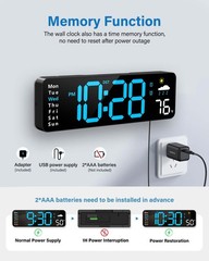 Digital Wall Clock, Digital Clock Large Display with Remote Control, Corded L…