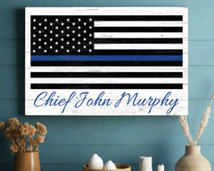 Personalized Thin Blue Line Flag Sign Police Law Enforcement Family Gift