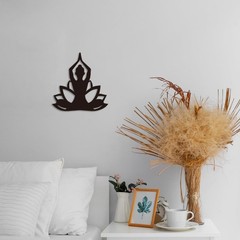 Black 9.4×9.8 Inch Metal Lotus Yoga Wall Art Minimalist Hanging Room Decor