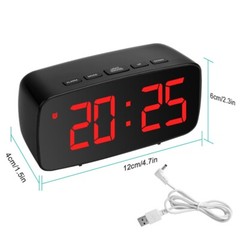 Digital LED Desk Alarm Clock USB Snooze Temperature °C/F Date Display Bedroom