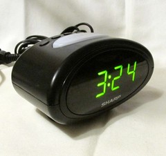 Sharp LCD Digital Alarm Clock SPC040 Battery Backup Black Snooze Light Tested