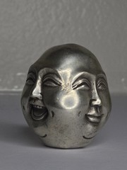 Vintage Asian Four Faces of Emotion Sphere Happiness Anger Sorrow Joy Philosophe