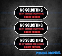 No Soliciting Sign Oval Don’t Knock Ring Self Adhesive Decal Sticker (3 Pack) 5″