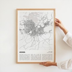 Adana City Map Print, Türkiye Travel Poster, Modern Map, Wall Decor Art