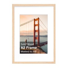 A2 Picture Frame, White Oak Solid Wood Frame with Acrylic Plexiglass 16.5 x 2…
