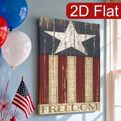 Vintage Freedom American Flag Star Canvas Wall Art, Patriotic Home Decor