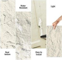 4-Pack 3D PU Stone Wall Panels Marble White