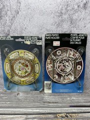 2 Vintage NEW Decorative Plate Hangers Wall Hanging Brass Wire Plate Holders