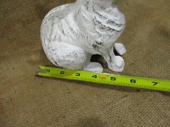 Large Cast Iron RABBIT Easter BUNNY Garden Statue RUSTIC Home Decor 7″ White