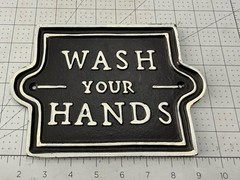 Hearth & Hand Magnolia Wash Your Hands Sign Plaque Metal Black White Wall Decor