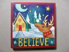 STICKS Handmade Christmas Wall Plaque Believe ‘Up on the Rooftop’ 9×9 in Square