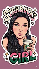 Starbucks Girl Sticker Decal Phone Laptop Journal