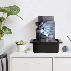 WICHEMI Tabletop Water Fountain with LED Lights Indoor Waterfall Fountains Relax
