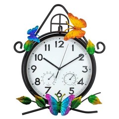 15» Large Outdoor Clock, Wall Clock with Thermometer & Humidity Silent No-Ti…