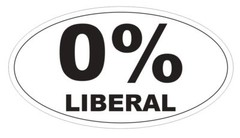 0% Liberal Sticker Oval Bumper Sticker or Helmet Sticker D3814 Anti Liberal