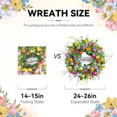 Summer Spring Wreaths for Front Door 26 Inch, Tulip Spring Summer Wreath with
