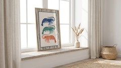 Japanese Shrimp Poster Folk Art Colorful Sea Life Kitchen Wall Decor Print