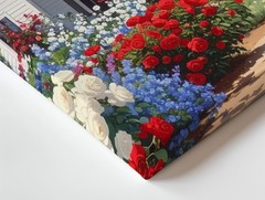 Patriotic Garden Cottage Canvas Americana Summer Bloom Wall Art