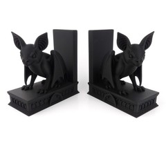 3D Printed Gothic Bat Bookends Dark Academia Matte Black Shelf Decor Home Accent