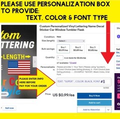 Custom Made Text Vinyl Lettering Name Decal Sticker Car Window Wall Truck Bus