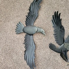 2 Large Bald Eagles In Fight Gold Tone Metal Wall Decor Adjustable Wings 21″