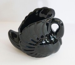 Vtg Glazed Ceramic Black Swan Planter or Vase-5” Tall x 5.5” Wide-Unbranded-VG