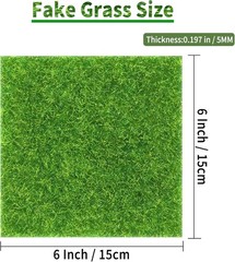 6 x 6 Inch Fake Grass Decor – 8 Pack for Miniature Garden & Crafting Projects