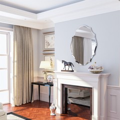 Irregular Decor Wall Mirror Wavy Beveled Bathroom Mirrors Silver Accent Mirrors