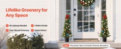 Artificial Cedar Topiary Trees, 36 inch 2 Set Faux Pine Shrubs Plants, Fake Silk