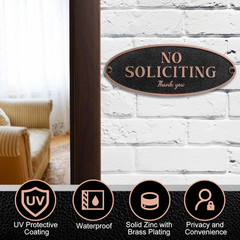 Brass No Soliciting Thank You Sign 2″ X 5″ Door Sign, No Soliciting Brass Plaque