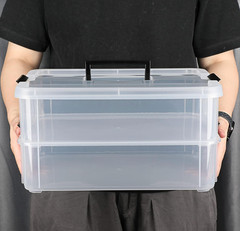 BTSKY 2 Layer Stack & Carry Box, Plastic Multipurpose Portable Storage NEW