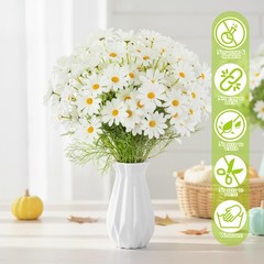 100 PCS White Artificial Daisy Flowers Bulk Realistic Silk Fake Wildflowers