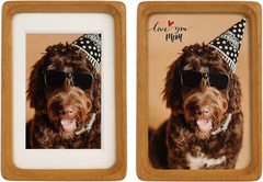 Natural Wood Photo Frames Inspired Tabletop Picture Frame with Mat, TEAK