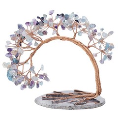 Natural Fluorite Crystal Money Tree Agate Slice Base Feng Shui Bonsai Crystal…