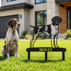 Personalized German Shorthaired Pointer Garden Name Metal Sign With Stakes