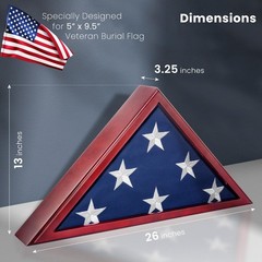 Glass Front Flag Display Case for Burial Flag – Wall Mounted 9.5 X 5 Feet Fla…